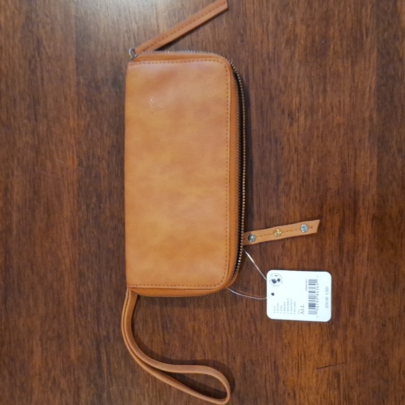 Free People Brown Vegan Wallet / Wristlet by Free People with Decorative Zipper - Picture 2 of 7
